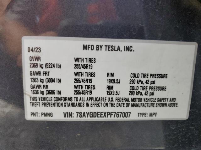 Photo 11 VIN: 7SAYGDEEXPF767007 - TESLA MODEL Y 