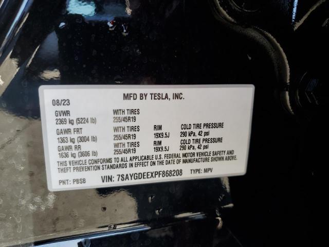 Photo 12 VIN: 7SAYGDEEXPF868208 - TESLA MODEL Y 