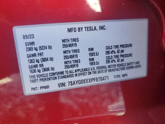 Photo 12 VIN: 7SAYGDEEXPF876471 - TESLA MODEL Y 