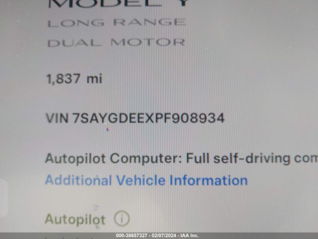 Photo 6 VIN: 7SAYGDEEXPF908934 - TESLA MODEL Y 