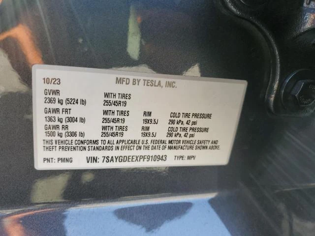 Photo 11 VIN: 7SAYGDEEXPF910943 - TESLA MODEL Y 