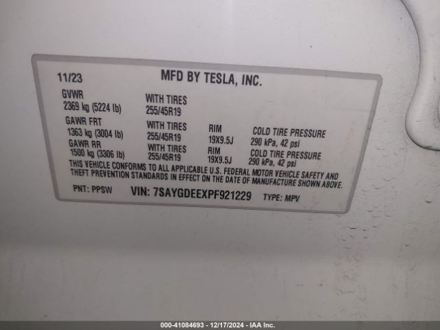 Photo 8 VIN: 7SAYGDEEXPF921229 - TESLA MODEL Y 