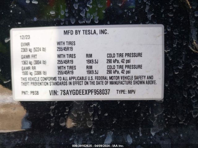 Photo 8 VIN: 7SAYGDEEXPF958037 - TESLA MODEL Y 