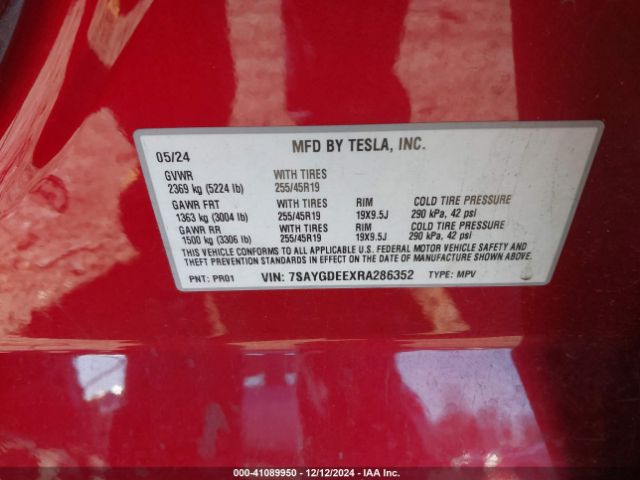 Photo 8 VIN: 7SAYGDEEXRA286352 - TESLA MODEL Y 