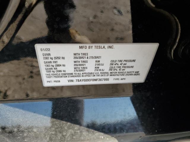 Photo 11 VIN: 7SAYGDEF0NF367995 - TESLA MODEL Y 