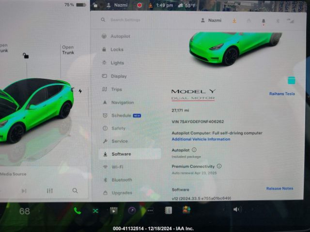 Photo 6 VIN: 7SAYGDEF0NF406262 - TESLA MODEL Y 