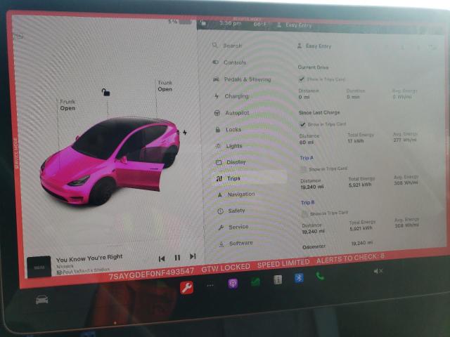 Photo 8 VIN: 7SAYGDEF0NF493547 - TESLA MODEL Y 