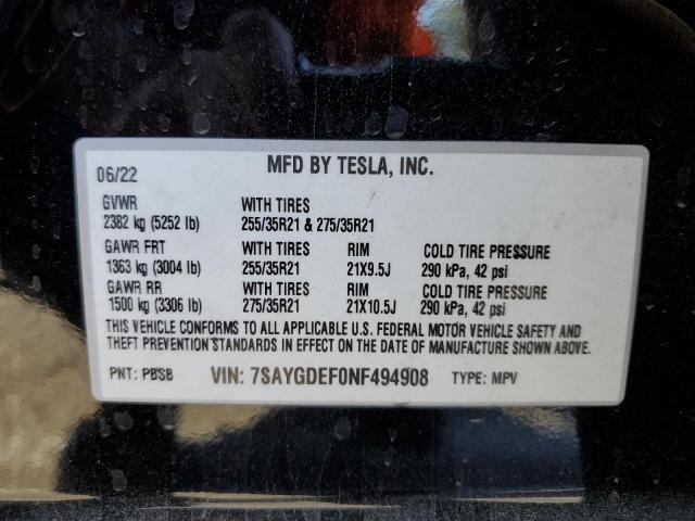 Photo 13 VIN: 7SAYGDEF0NF494908 - TESLA MODEL Y 