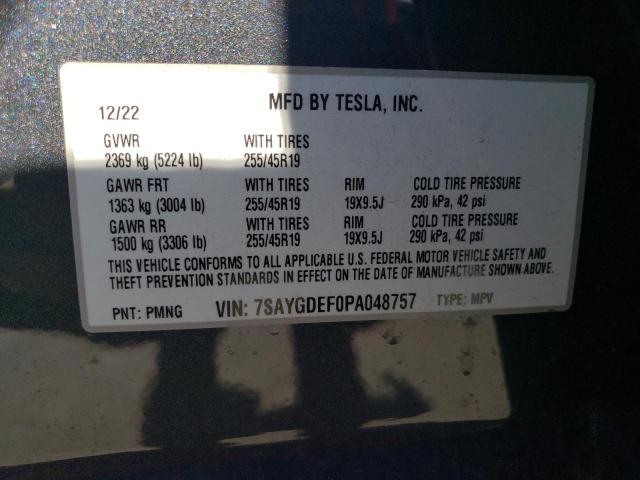 Photo 11 VIN: 7SAYGDEF0PA048757 - TESLA MODEL Y 