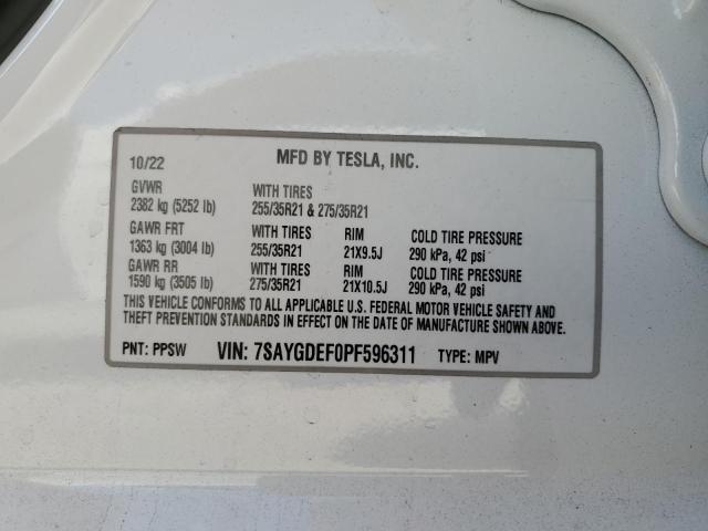 Photo 11 VIN: 7SAYGDEF0PF596311 - TESLA MODEL Y 