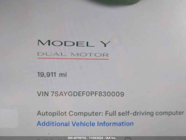 Photo 6 VIN: 7SAYGDEF0PF830009 - TESLA MODEL Y 