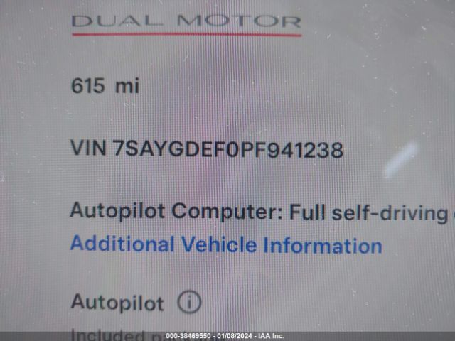 Photo 8 VIN: 7SAYGDEF0PF941238 - TESLA MODEL Y 