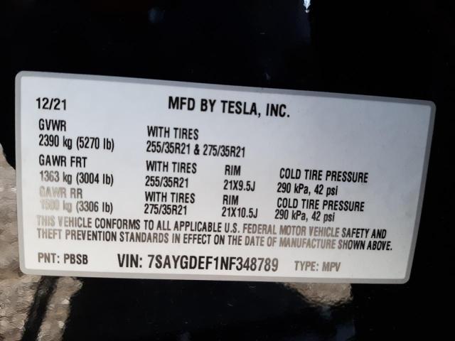 Photo 9 VIN: 7SAYGDEF1NF348789 - TESLA MODEL Y 