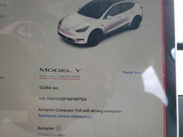 Photo 8 VIN: 7SAYGDEF1NF457124 - TESLA MODEL Y 