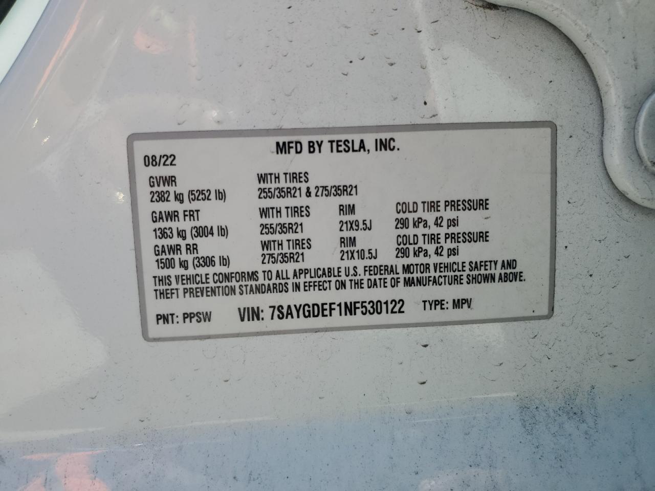 Photo 11 VIN: 7SAYGDEF1NF530122 - TESLA MODEL Y 