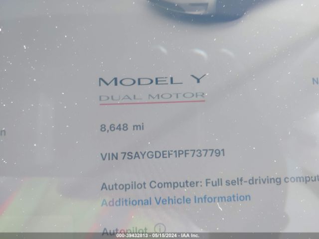 Photo 6 VIN: 7SAYGDEF1PF737791 - TESLA MODEL Y 