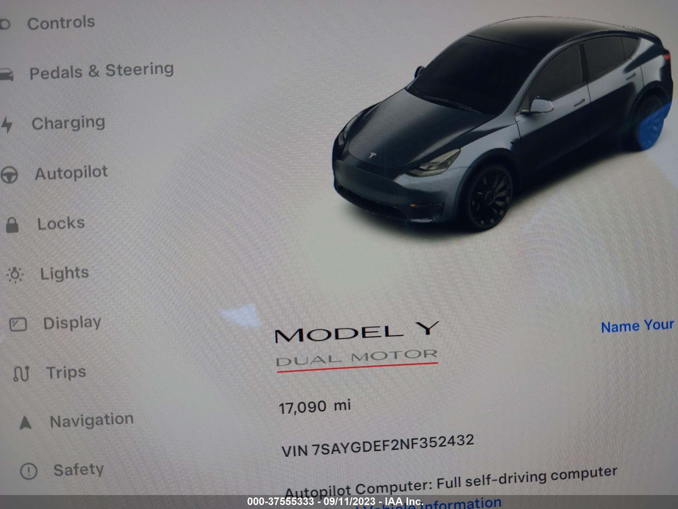 Photo 6 VIN: 7SAYGDEF2NF352432 - TESLA MODEL Y 