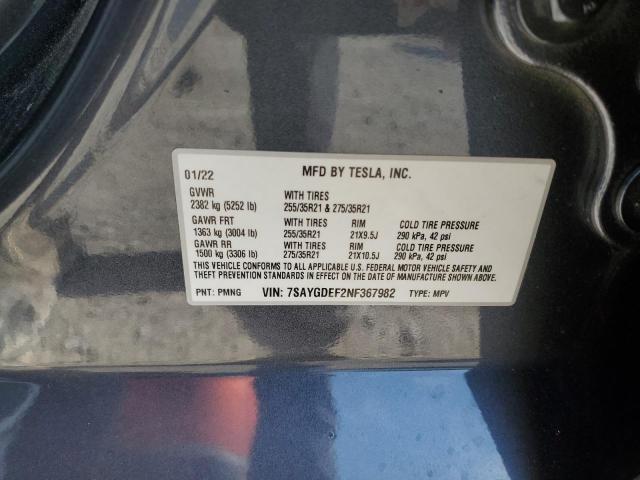 Photo 11 VIN: 7SAYGDEF2NF367982 - TESLA MODEL Y 