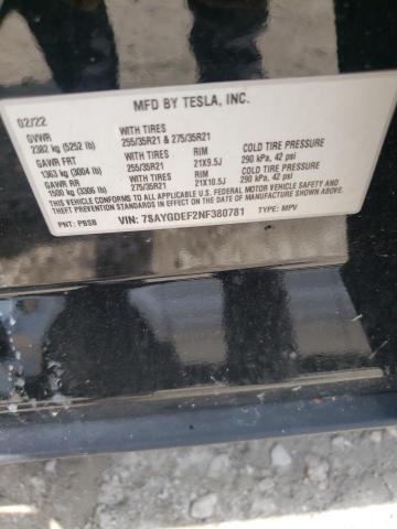 Photo 11 VIN: 7SAYGDEF2NF380781 - TESLA MODEL Y 