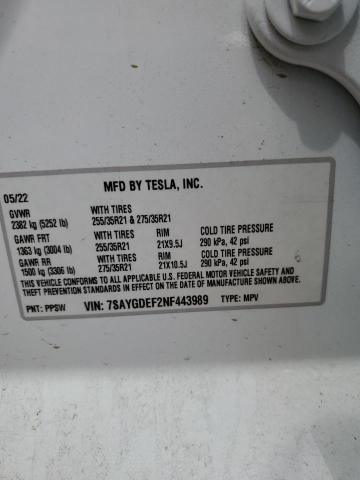 Photo 11 VIN: 7SAYGDEF2NF443989 - TESLA MODEL Y 