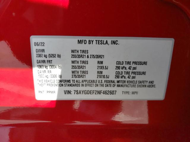 Photo 11 VIN: 7SAYGDEF2NF462607 - TESLA MODEL Y 