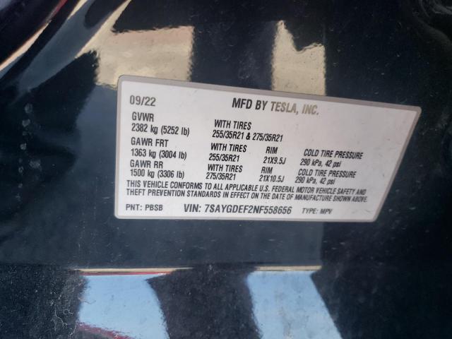 Photo 13 VIN: 7SAYGDEF2NF558656 - TESLA MODEL Y 