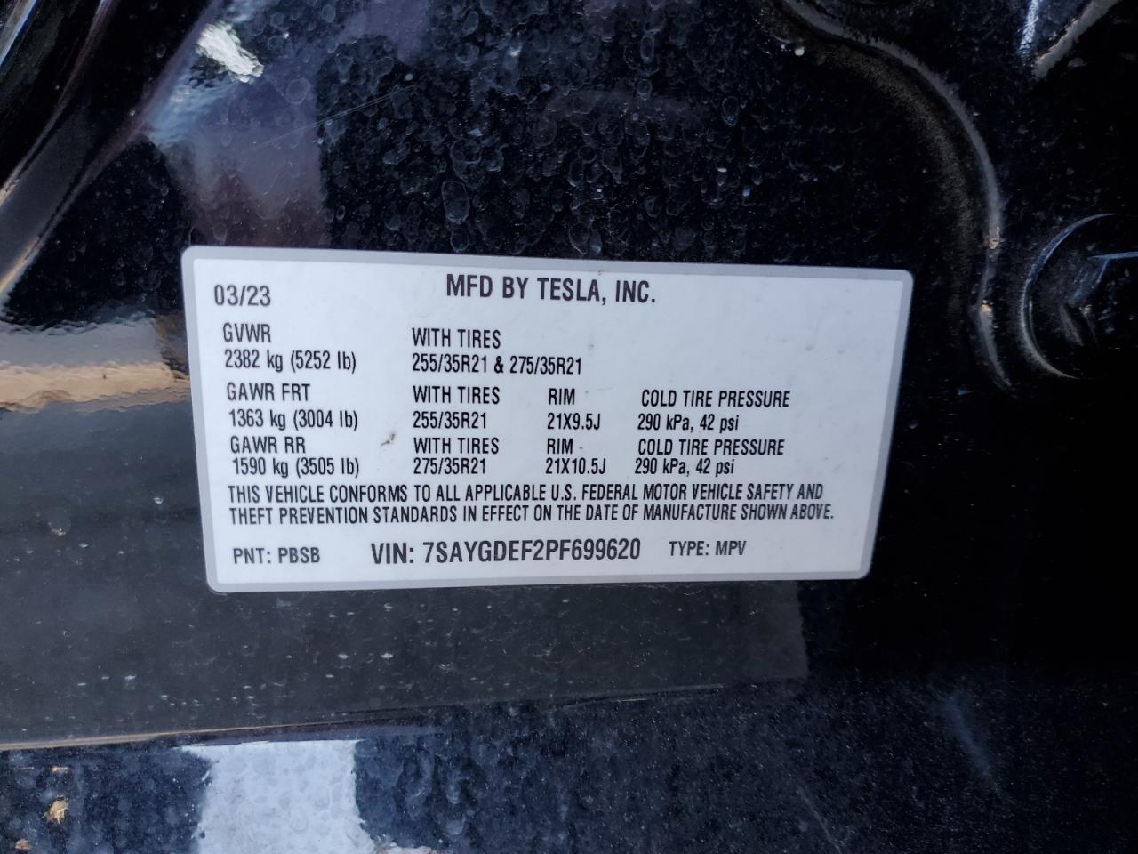 Photo 11 VIN: 7SAYGDEF2PF699620 - TESLA MODEL Y 