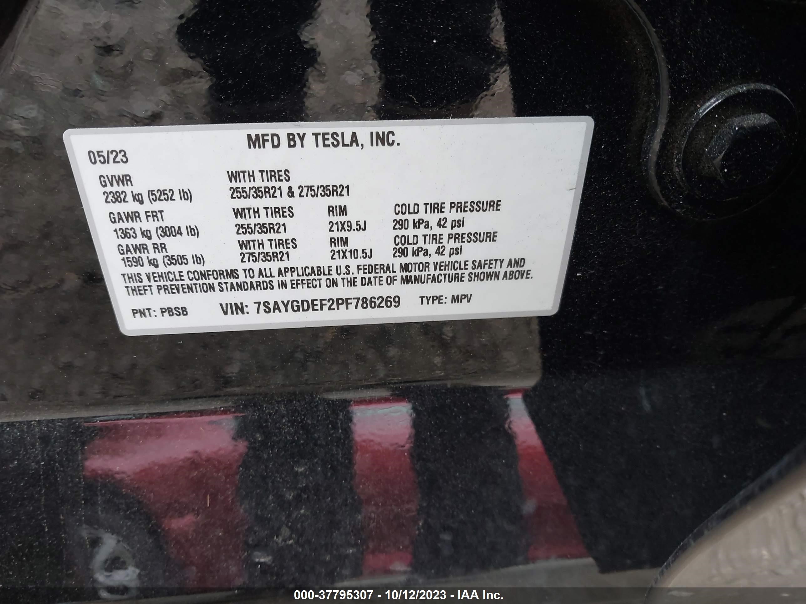 Photo 8 VIN: 7SAYGDEF2PF786269 - TESLA MODEL Y 