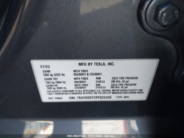 Photo 8 VIN: 7SAYGDEF2PF825426 - TESLA MODEL Y 