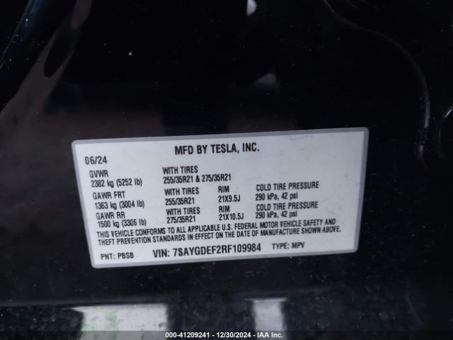 Photo 8 VIN: 7SAYGDEF2RF109984 - TESLA MODEL Y 