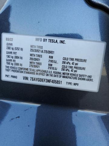 Photo 12 VIN: 7SAYGDEF3NF405851 - TESLA MODEL Y 