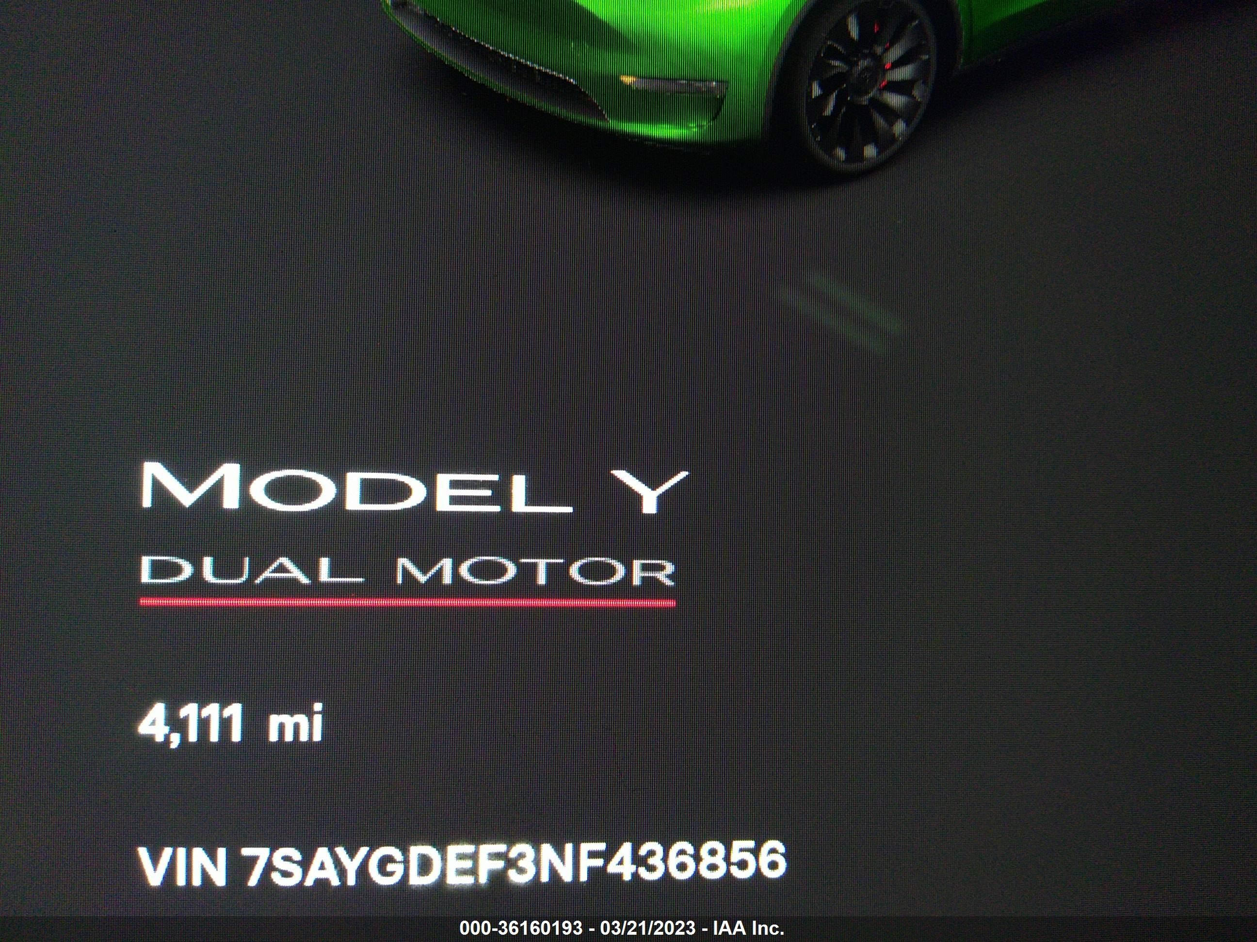 Photo 6 VIN: 7SAYGDEF3NF436856 - TESLA MODEL Y 