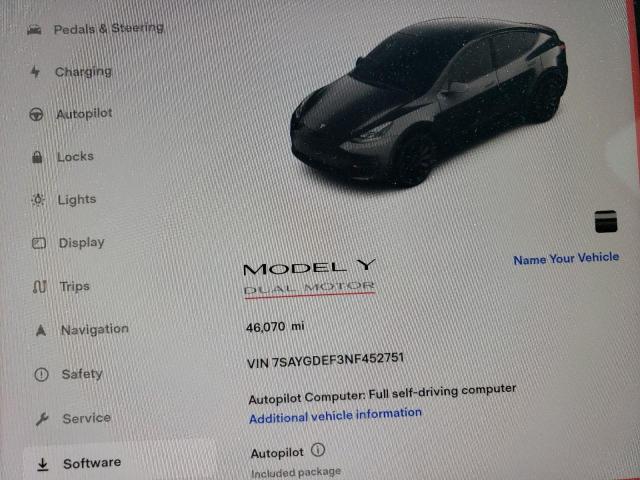 Photo 8 VIN: 7SAYGDEF3NF452751 - TESLA MODEL Y 