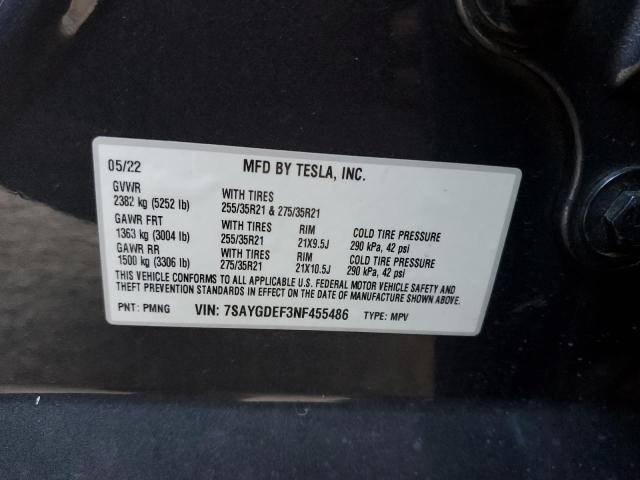 Photo 12 VIN: 7SAYGDEF3NF455486 - TESLA MODEL Y 