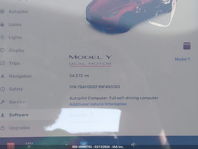 Photo 6 VIN: 7SAYGDEF3NF493283 - TESLA MODEL Y 