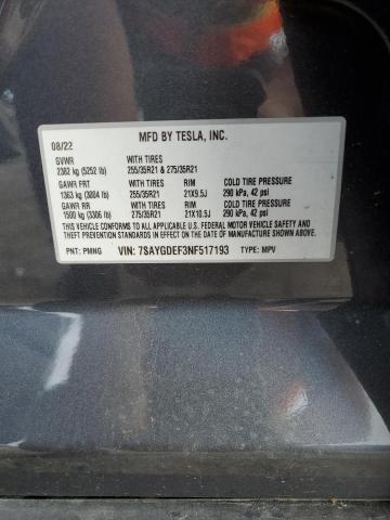 Photo 12 VIN: 7SAYGDEF3NF517193 - TESLA MODEL Y 