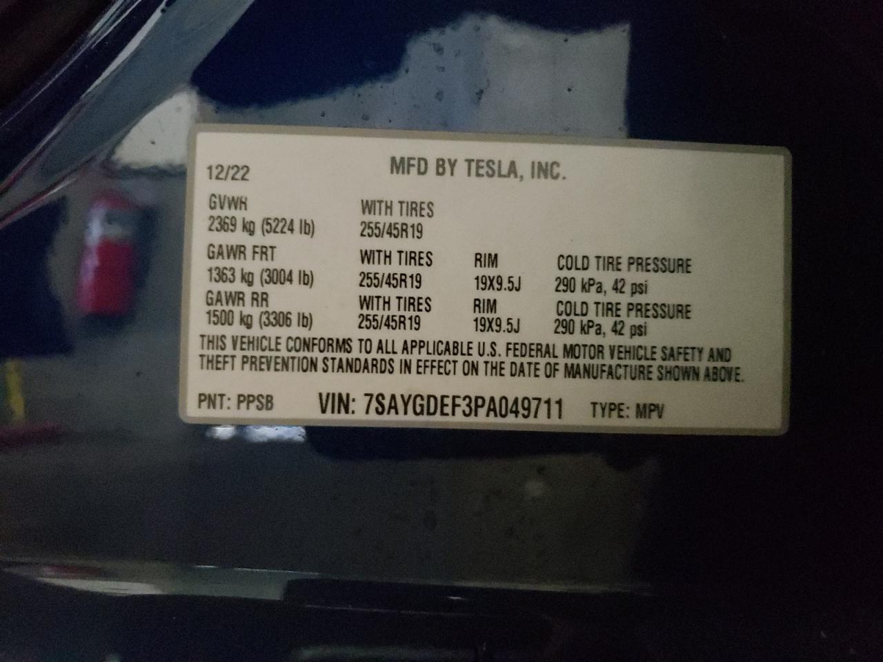 Photo 11 VIN: 7SAYGDEF3PA049711 - TESLA MODEL Y 