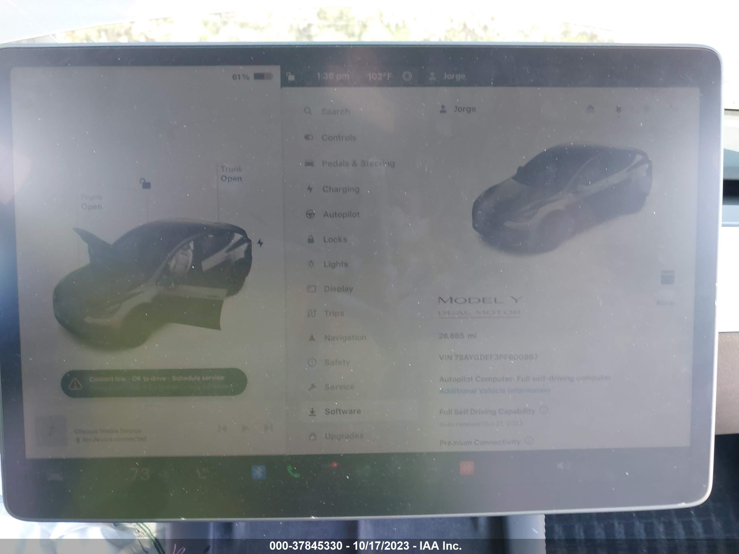 Photo 17 VIN: 7SAYGDEF3PF600867 - TESLA MODEL Y 