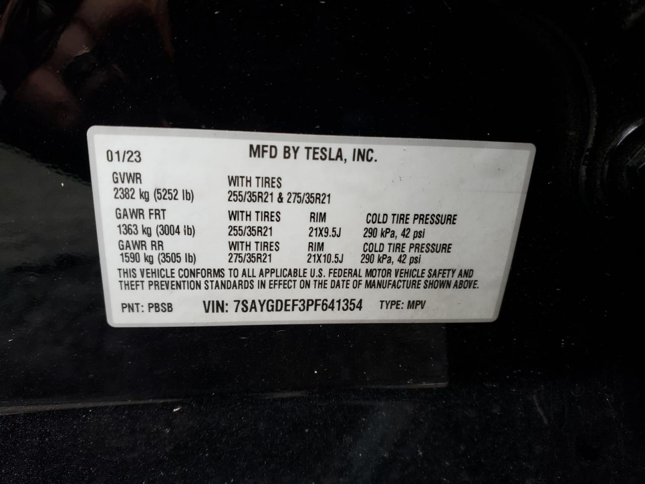 Photo 11 VIN: 7SAYGDEF3PF641354 - TESLA MODEL Y 