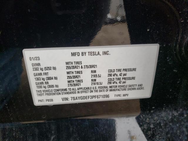 Photo 12 VIN: 7SAYGDEF3PF671096 - TESLA MODEL Y 