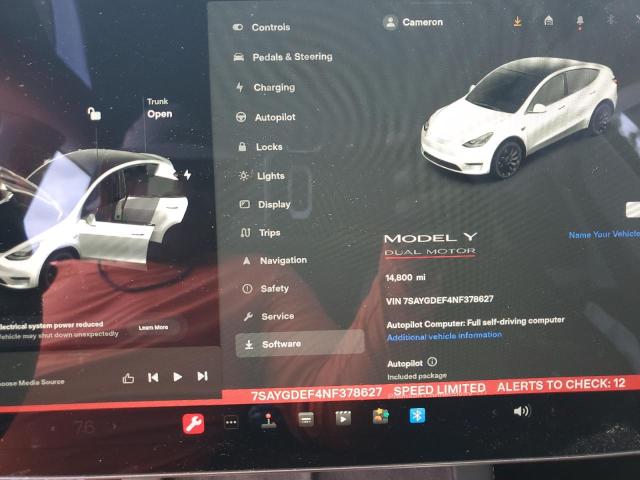 Photo 8 VIN: 7SAYGDEF4NF378627 - TESLA MODEL Y 