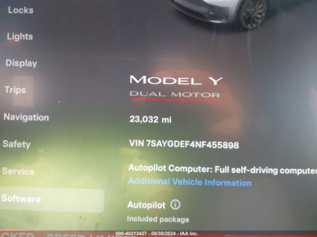 Photo 6 VIN: 7SAYGDEF4NF455898 - TESLA MODEL Y 