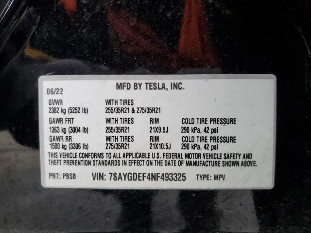 Photo 13 VIN: 7SAYGDEF4NF493325 - TESLA MODEL Y 