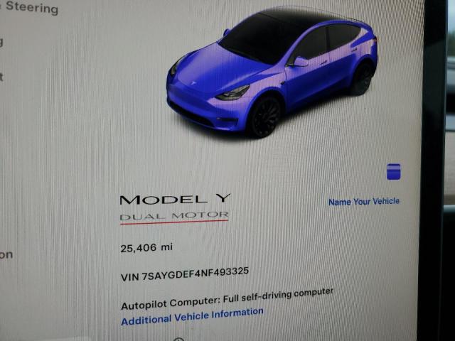 Photo 8 VIN: 7SAYGDEF4NF493325 - TESLA MODEL Y 