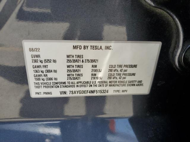 Photo 12 VIN: 7SAYGDEF4NF515324 - TESLA MODEL Y 