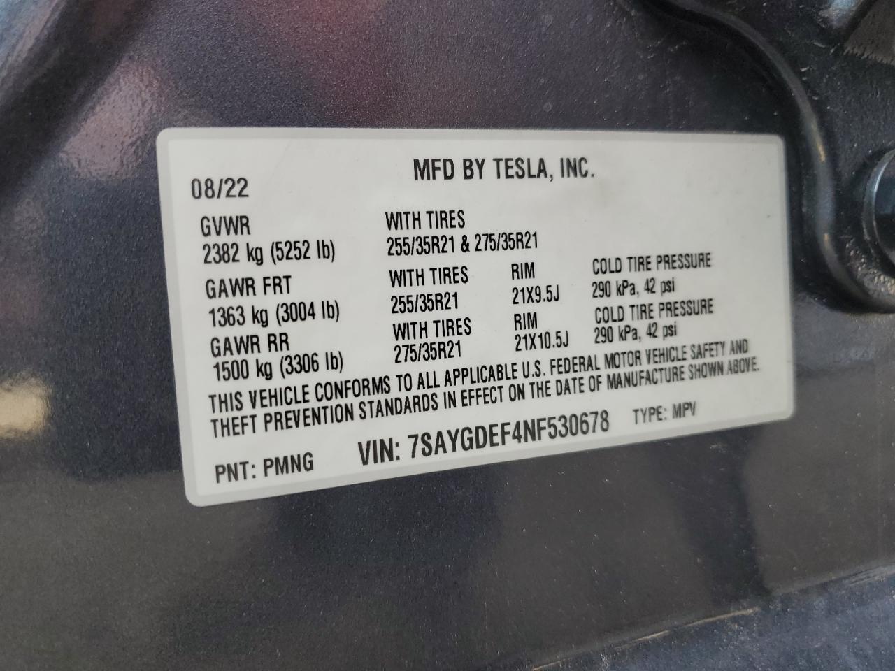 Photo 12 VIN: 7SAYGDEF4NF530678 - TESLA MODEL Y 