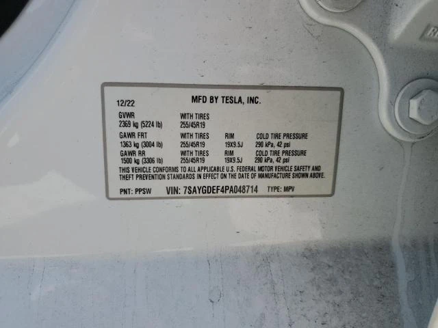 Photo 11 VIN: 7SAYGDEF4PA048714 - TESLA MODEL Y 