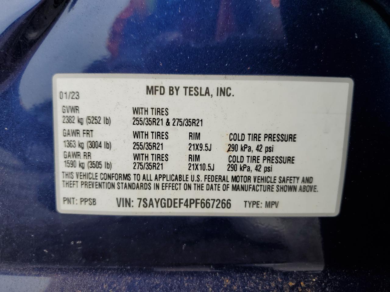 Photo 11 VIN: 7SAYGDEF4PF667266 - TESLA MODEL Y 