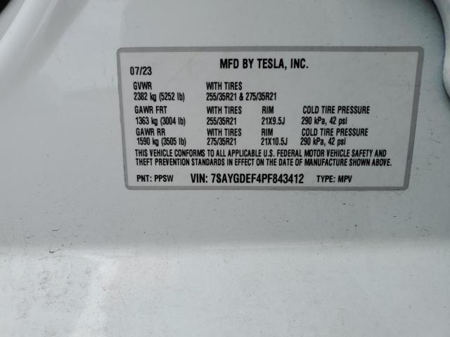 Photo 11 VIN: 7SAYGDEF4PF843412 - TESLA MODEL Y 