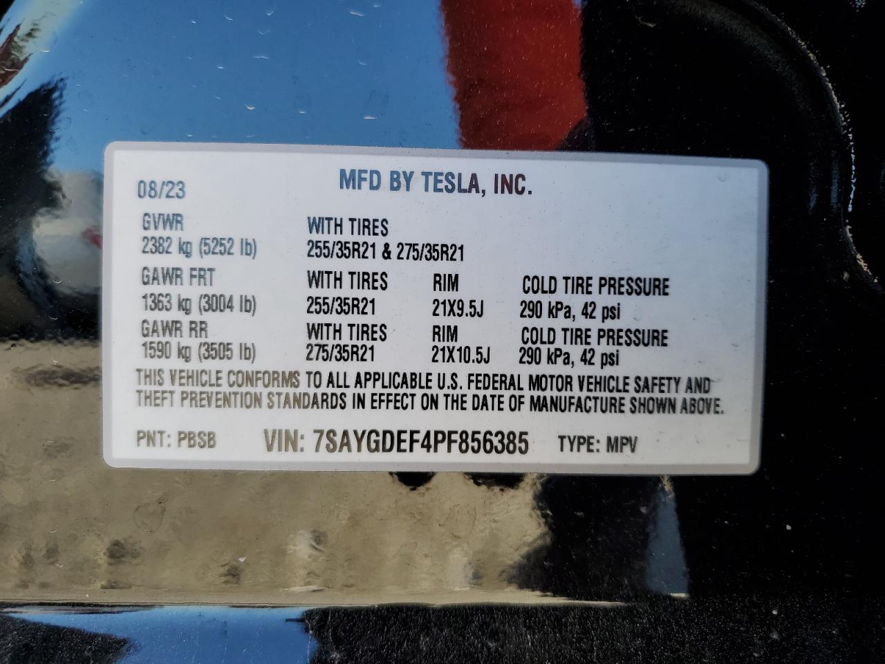 Photo 11 VIN: 7SAYGDEF4PF856385 - TESLA MODEL Y 